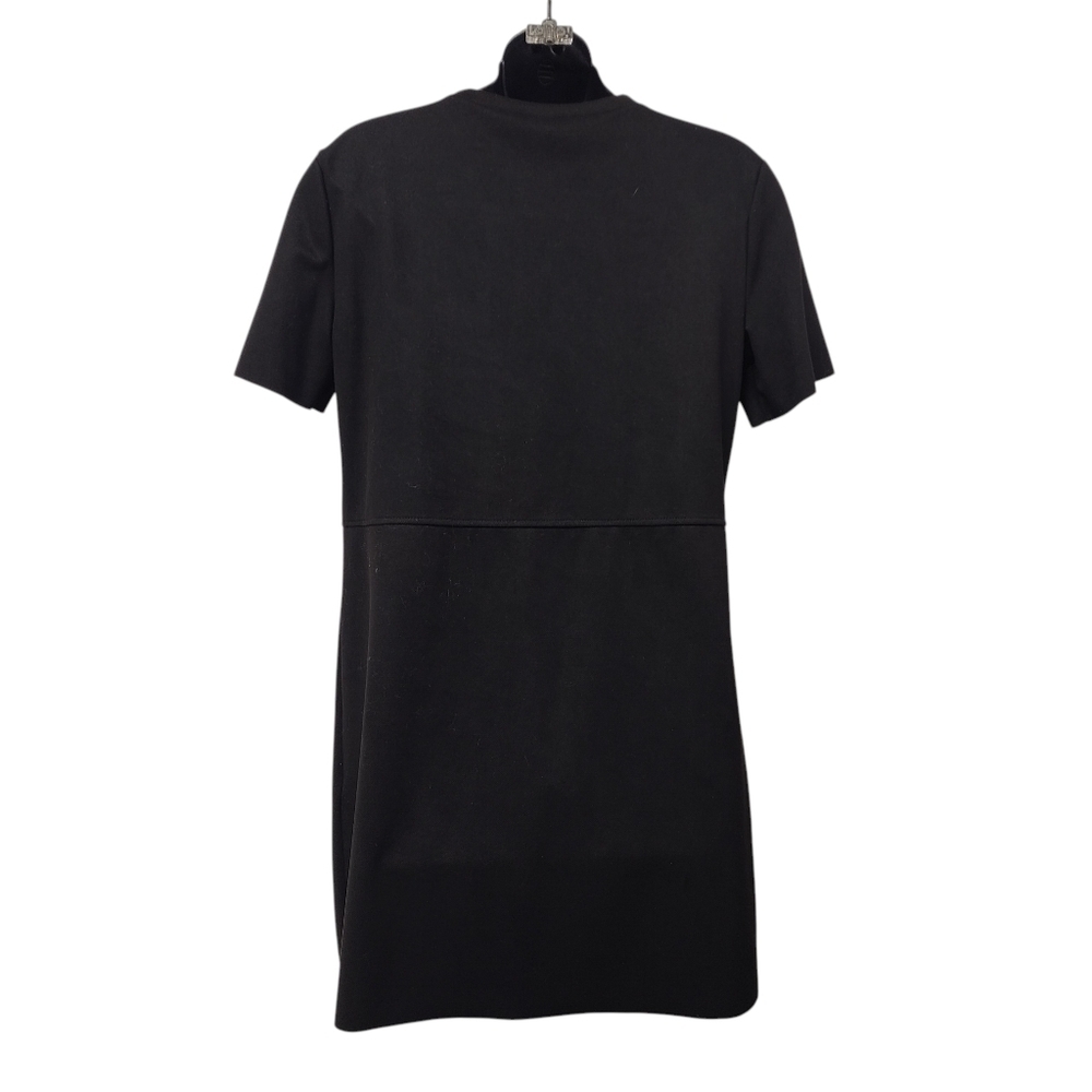 Zara Women’s Black Faux Suede Shift Mini Dress Gold Button Detail Size Small - Picture 3 of 8